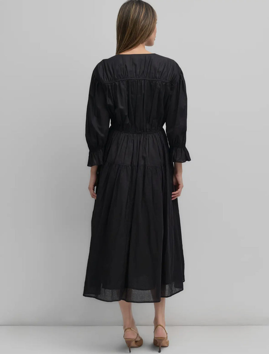 Cotton Tie Dress- Black