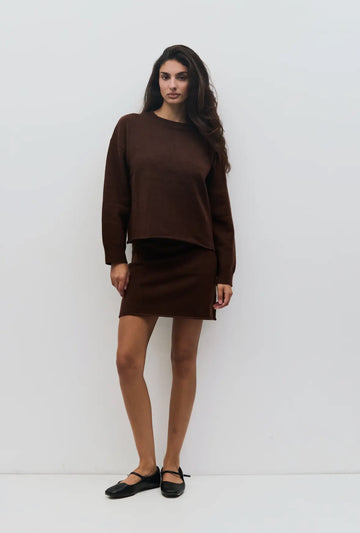 Sweater Knit Skirt- Brown