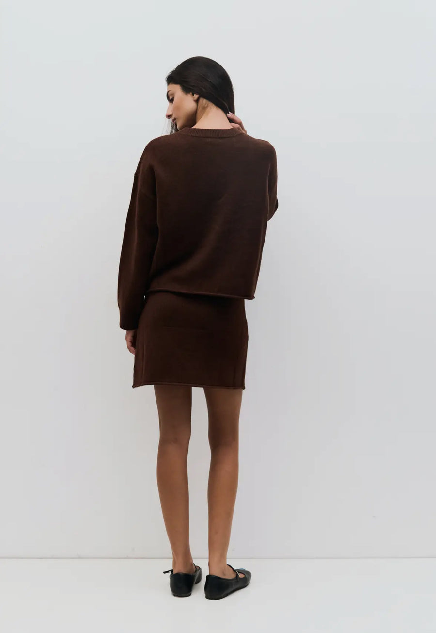 Sweater Knit Skirt- Brown