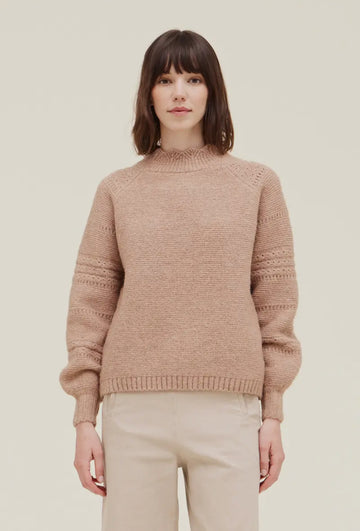 Scallop Edge Sweater- Rose Smoke