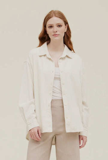 Cord Shirt Jacket- Milk