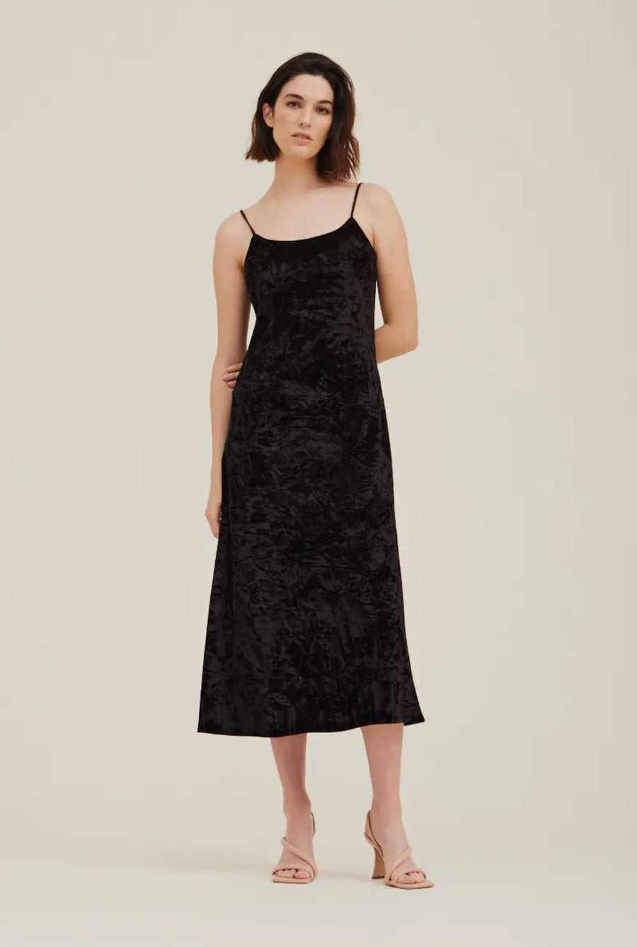 Velvet Slip Dress- Black