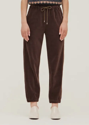 Velvet Drawstring Pants- Cocoa