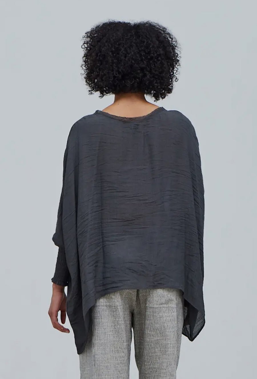 Smocked Sleeve Top- Coal