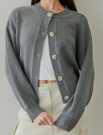 Crewneck Cardigan- Grey