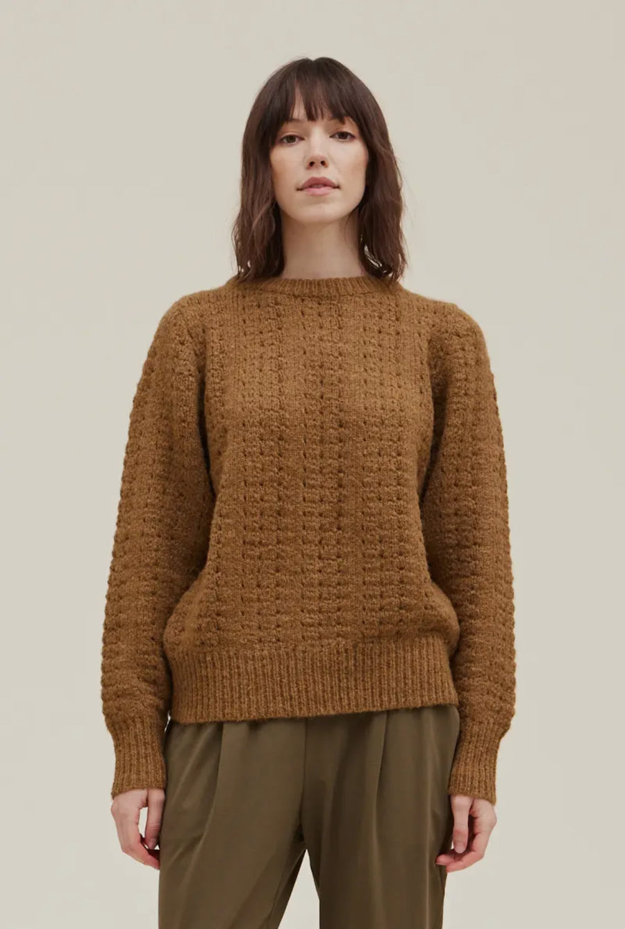 Fuzzy Textured Sweater- Moss