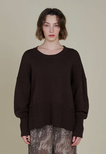 Side Slit Sweater- Cacao