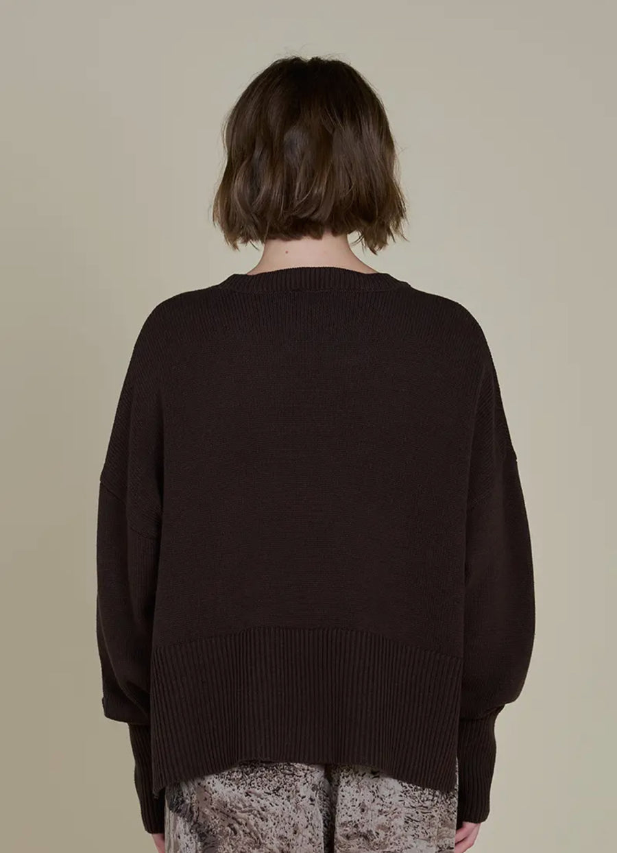 Rib Mock Neck Sweater- Dark Umber