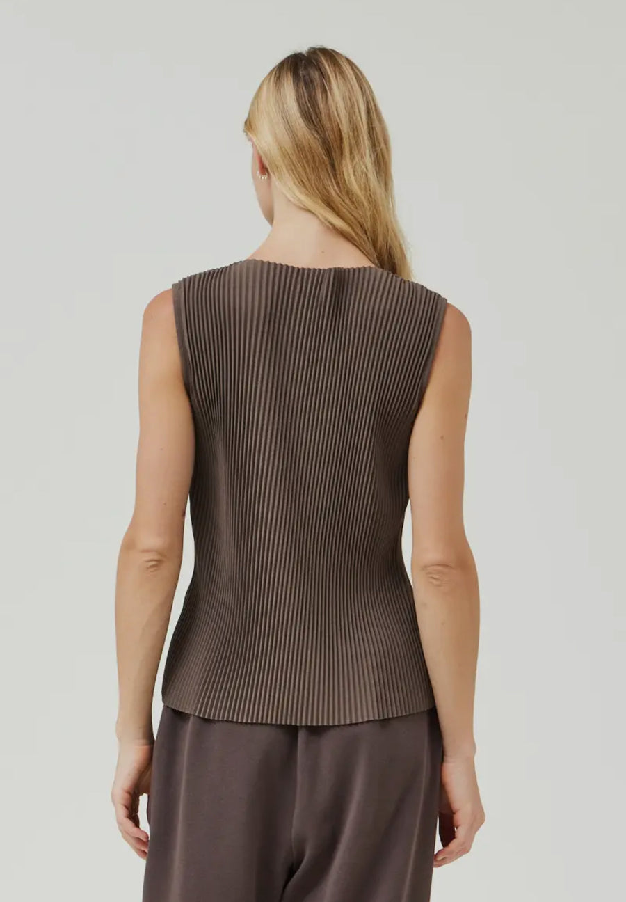 Pleated Top- Umber