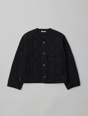 Quilted Button Jacket- Black