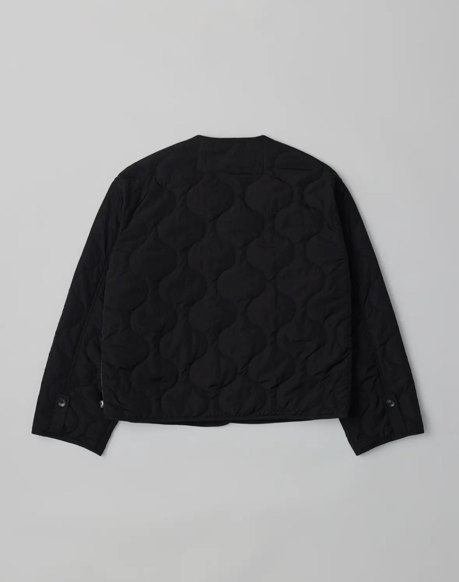 Quilted Button Jacket- Black