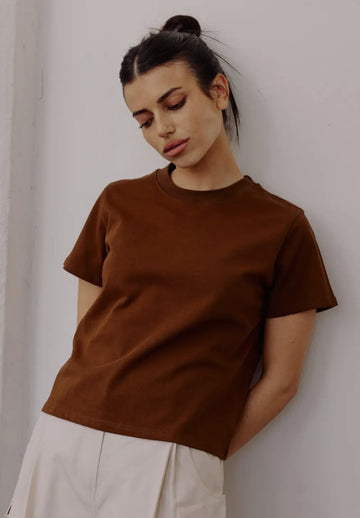 Cotton S/S Tee- Brown