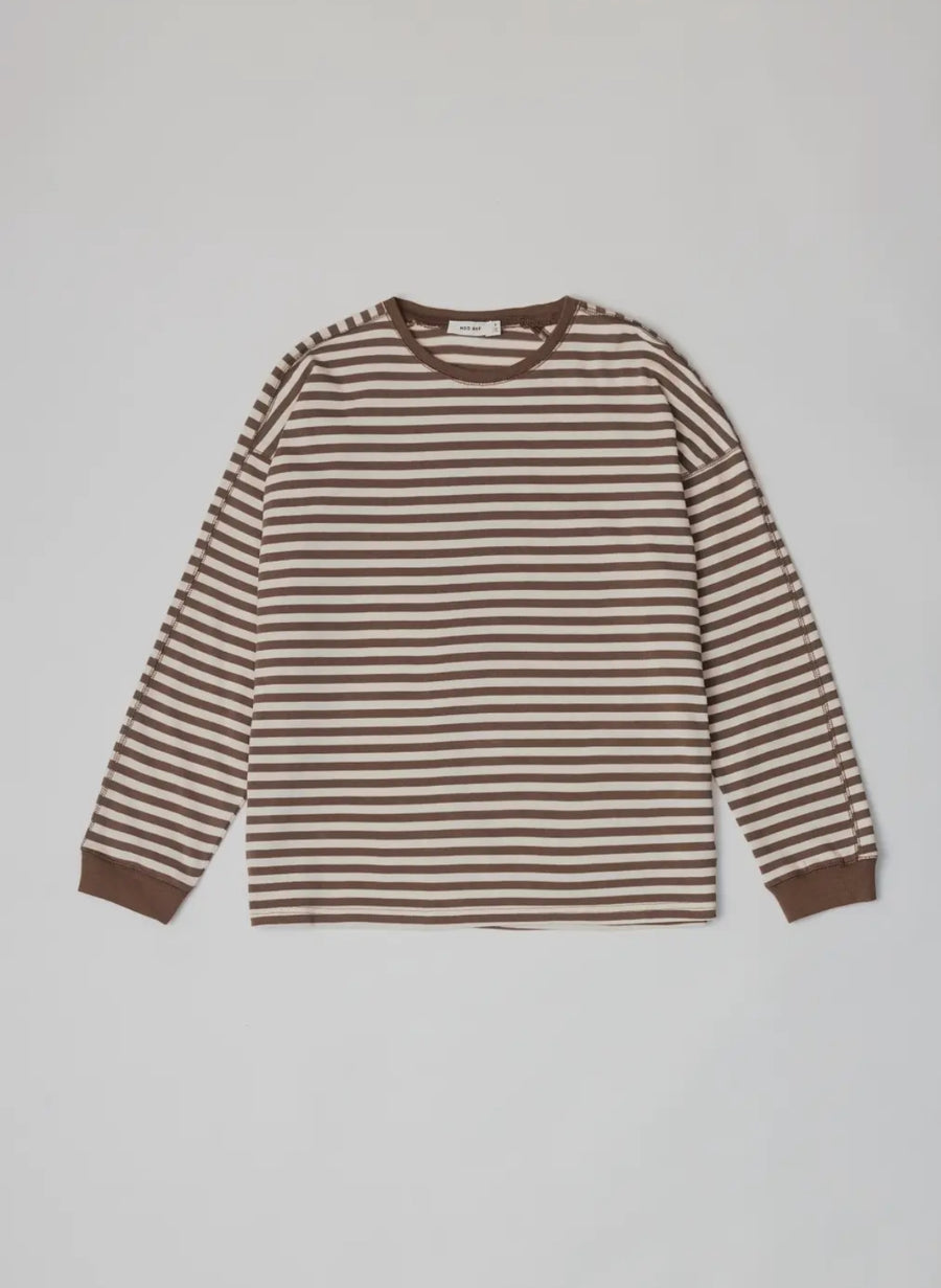 Stripe Long Sleeve Tee- Taupe