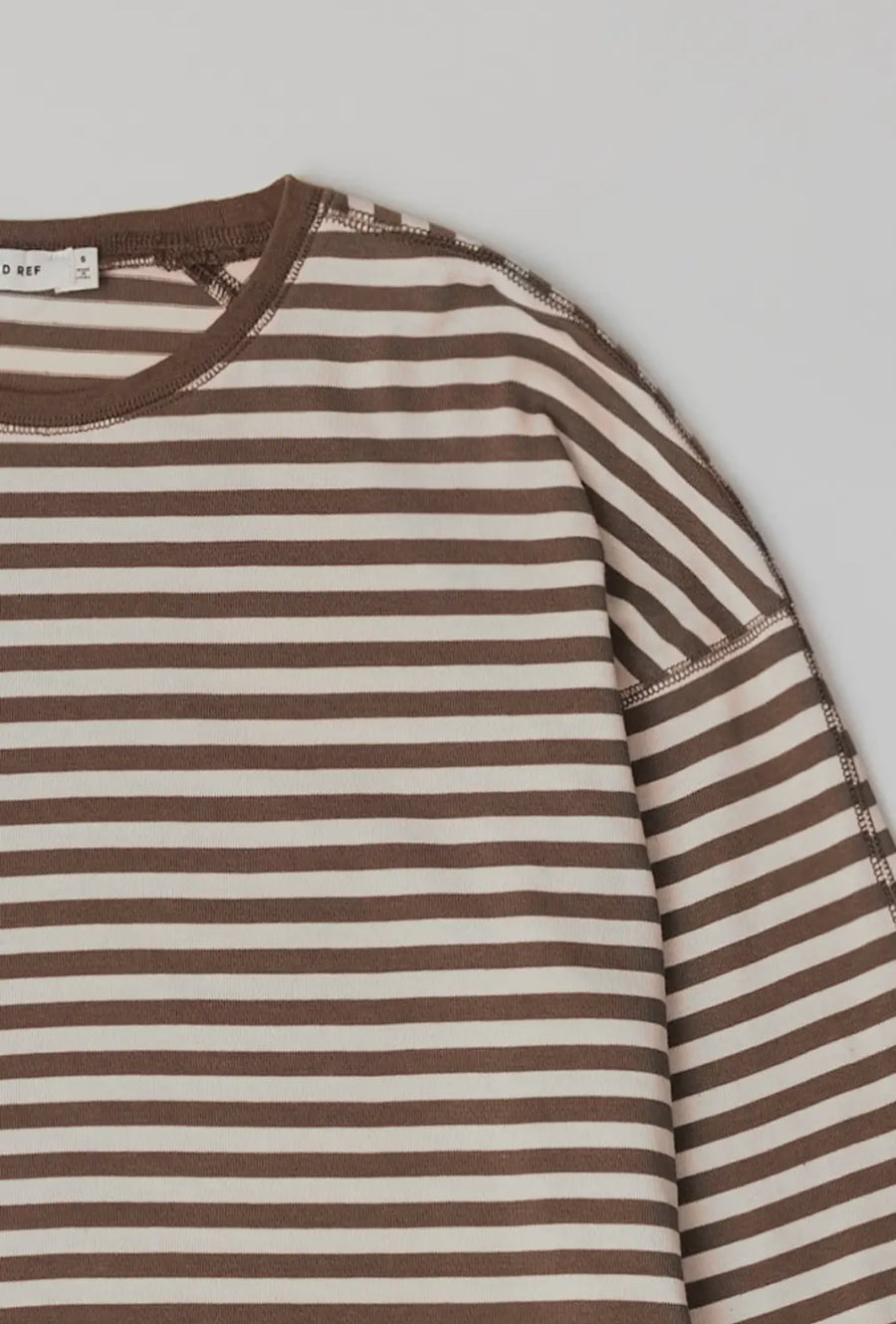 Stripe Long Sleeve Tee- Taupe