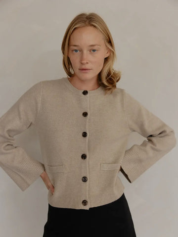 Flared Sleeve Cardigan- Sand