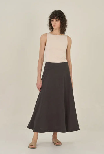 Cotton Gauze Skirt- Faded Black