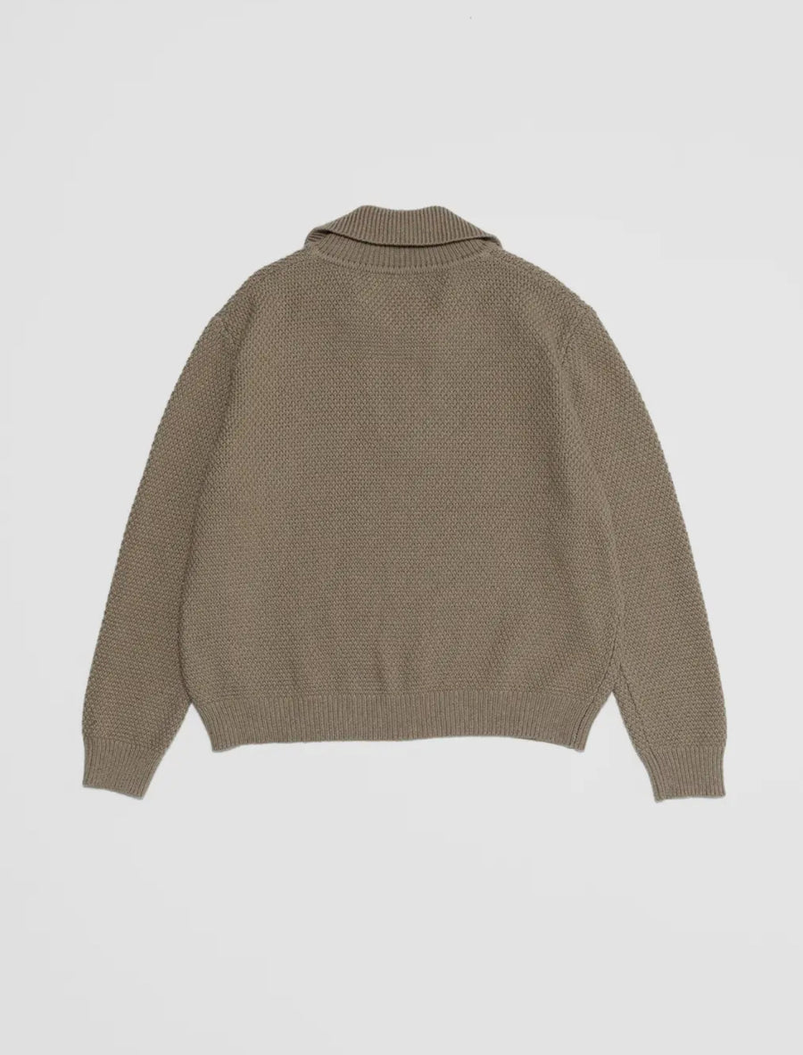 Textured Polo Sweater- Taupe