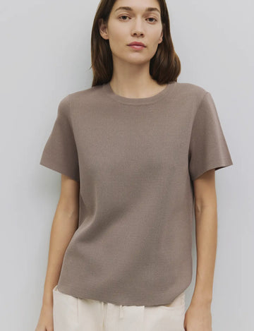 Sweater Knit Tee- Taupe