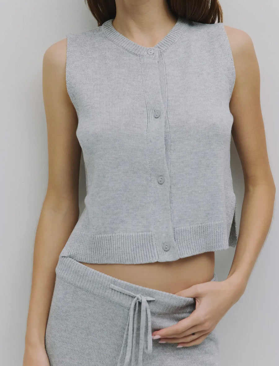 Sweater Knit Vest- Grey