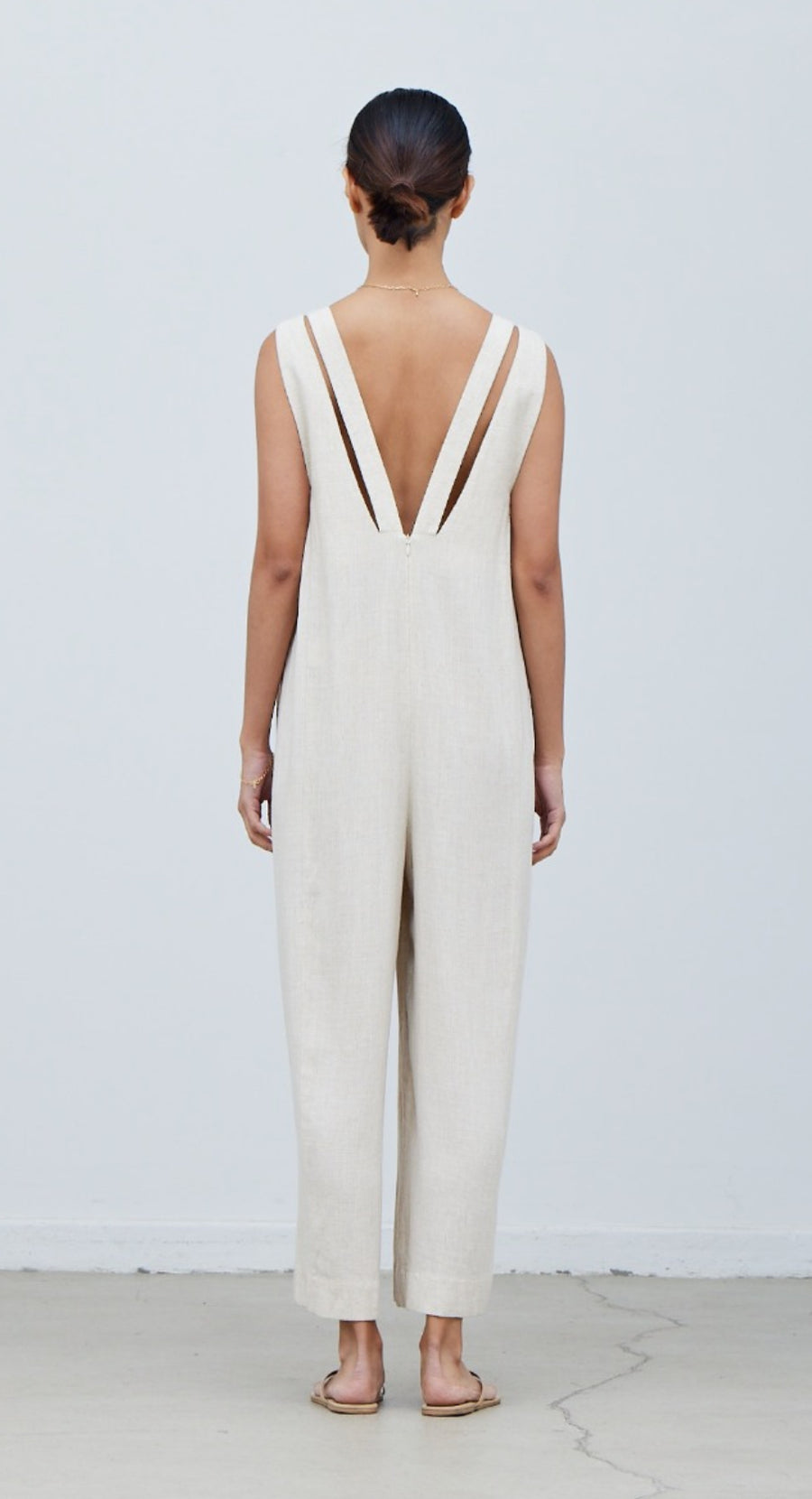 Double Back Strap Jumpsuit- Greige