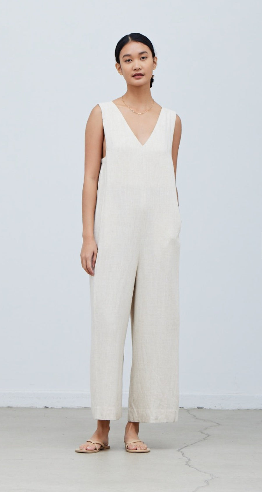 Double Back Strap Jumpsuit- Greige