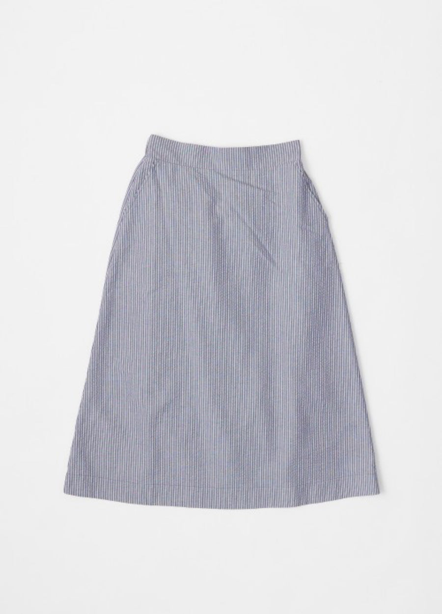 Stripe Cotton Skirt- Navy