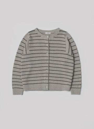 Stripe Pattern Cardigan- Grey/ Black