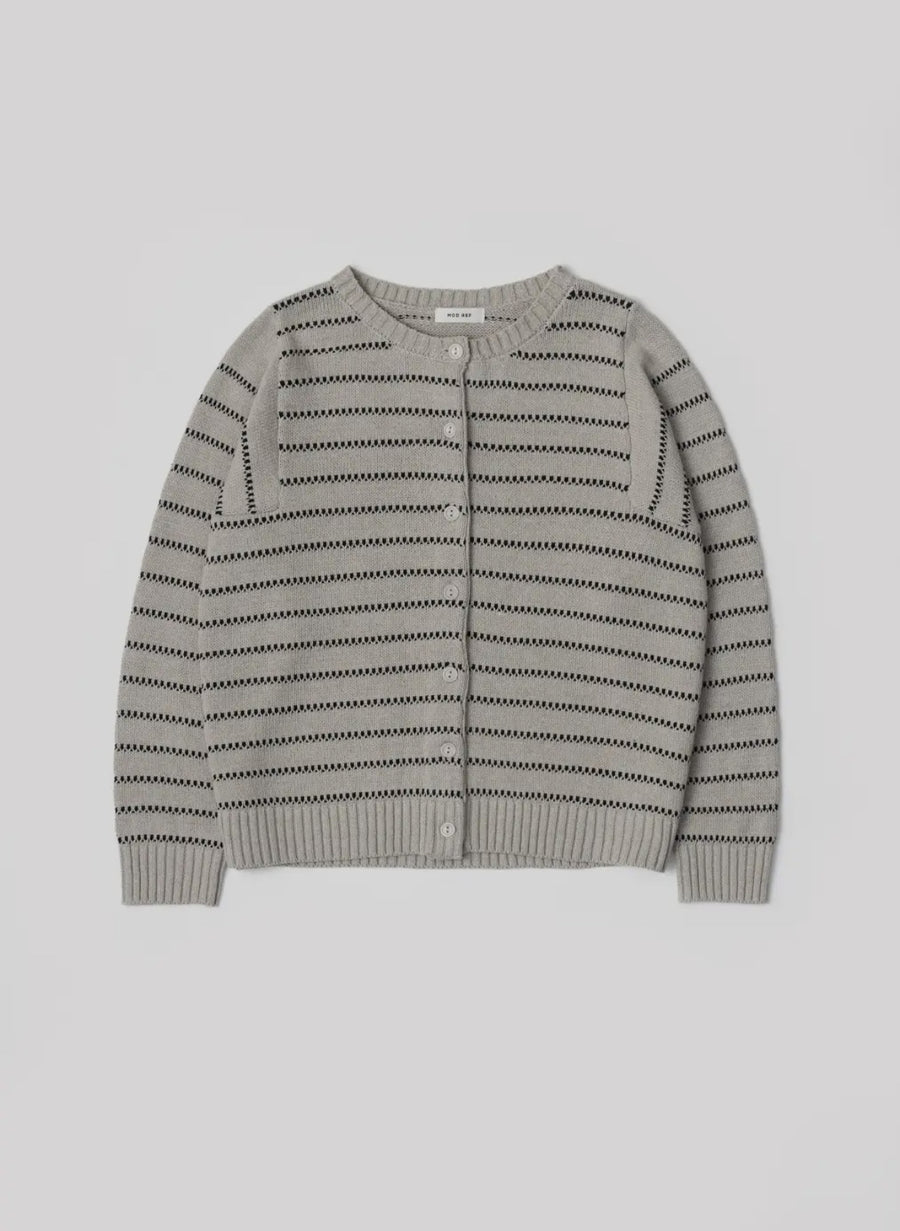 Stripe Pattern Cardigan- Grey/ Black