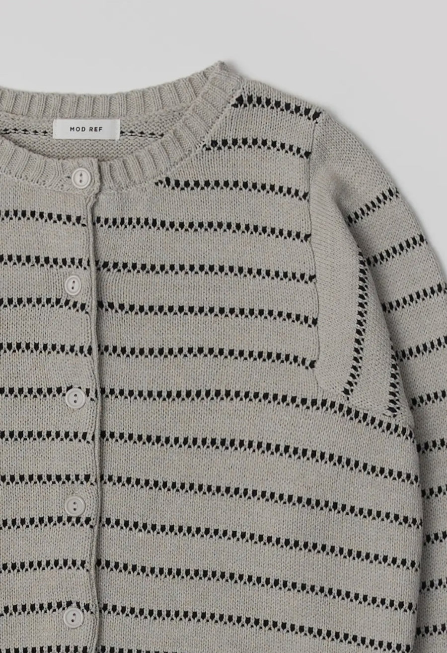 Stripe Pattern Cardigan- Grey/ Black