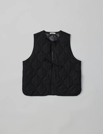 Quilted Tie Vest- Black