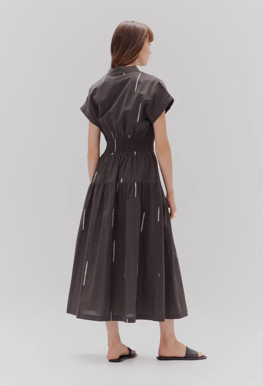 Cotton Abstract Shirt Dress- Coal (Pre-order)