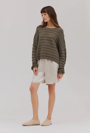 Loose Cotton Sweater- Dry Sage
