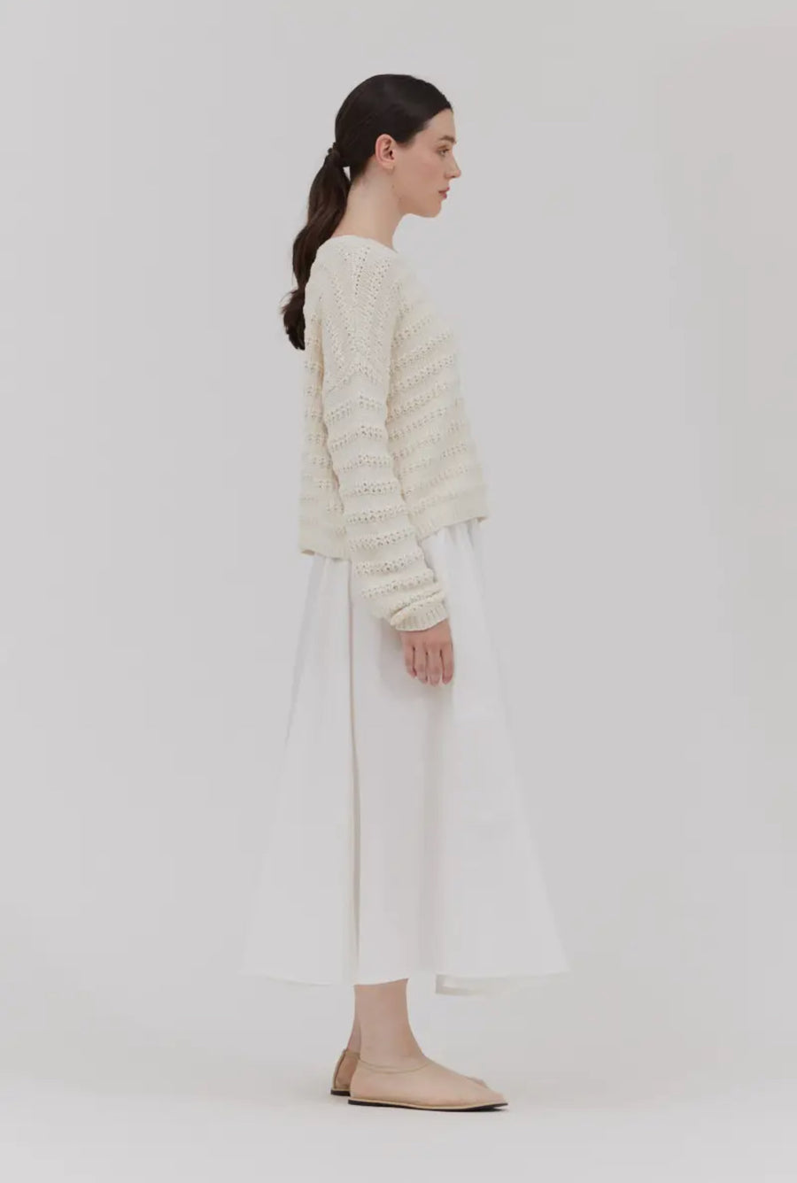 Loose Cotton Sweater- Ivory