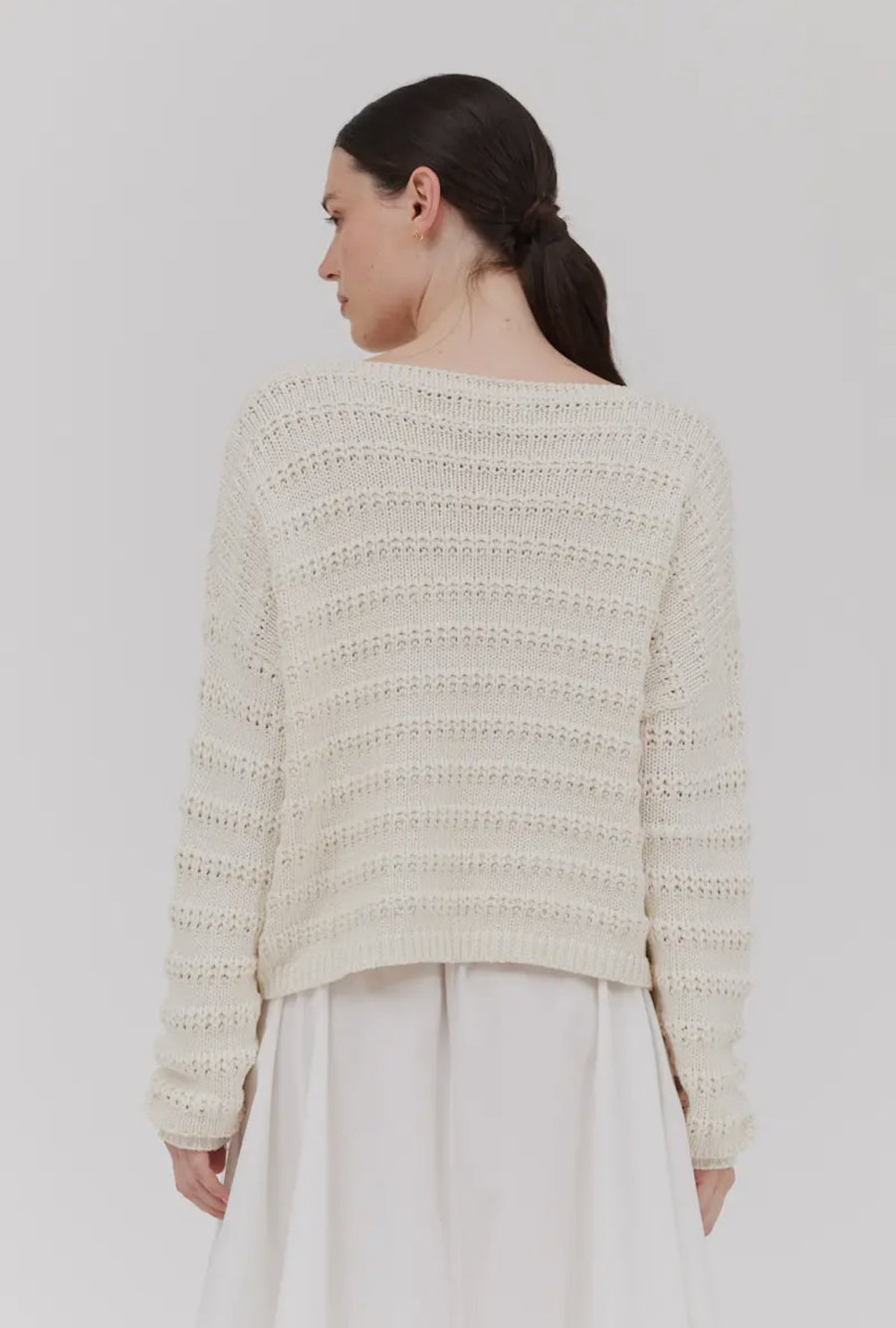 Loose Cotton Sweater- Ivory