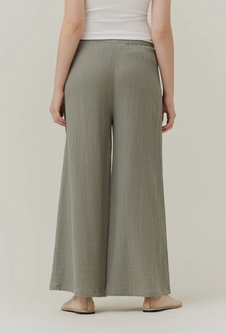 Drawstring Gauze Pants- Sage