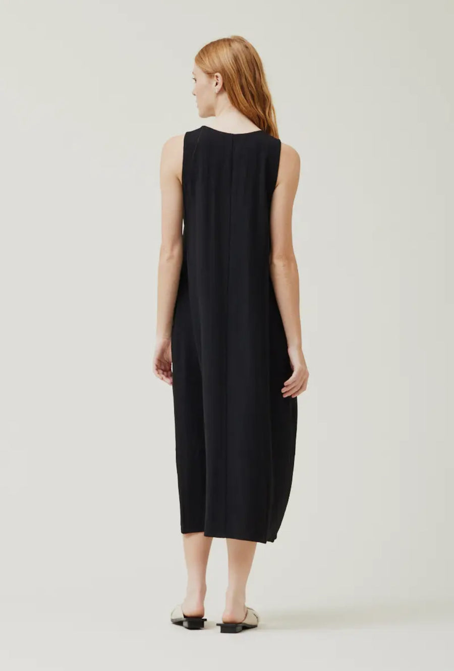 Linen Blend Dress- Black