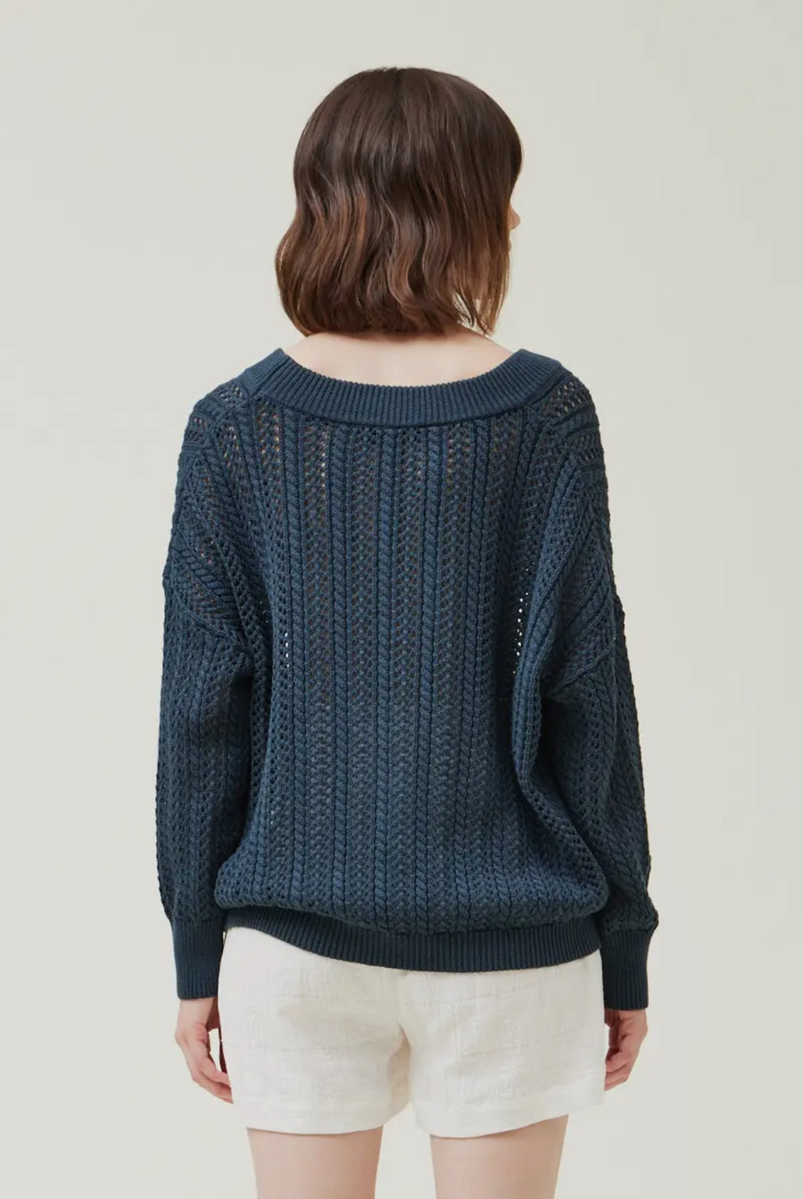 Cotton Loose Knit Sweater- Deep Lake