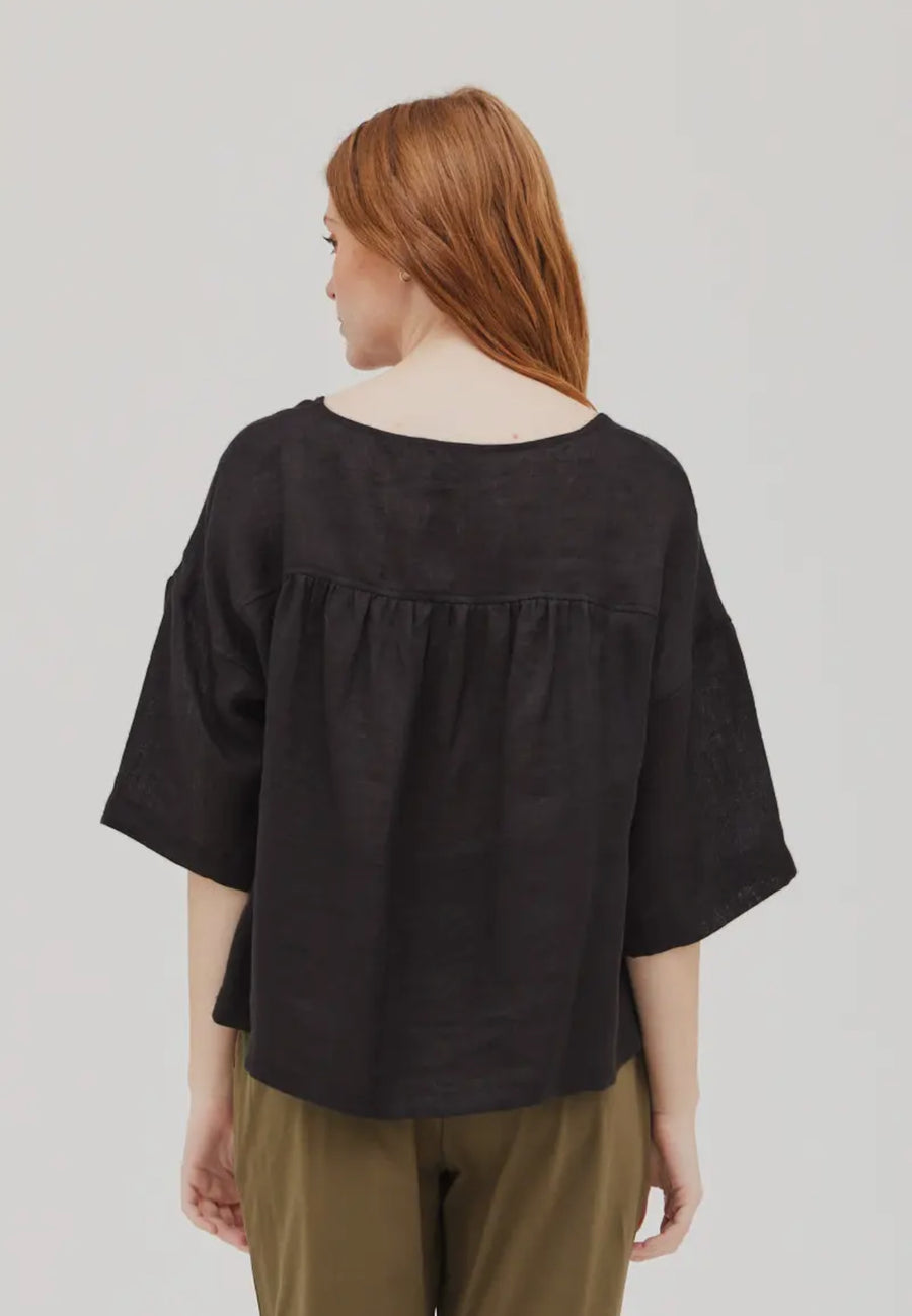 Shirred Back Top- Coal