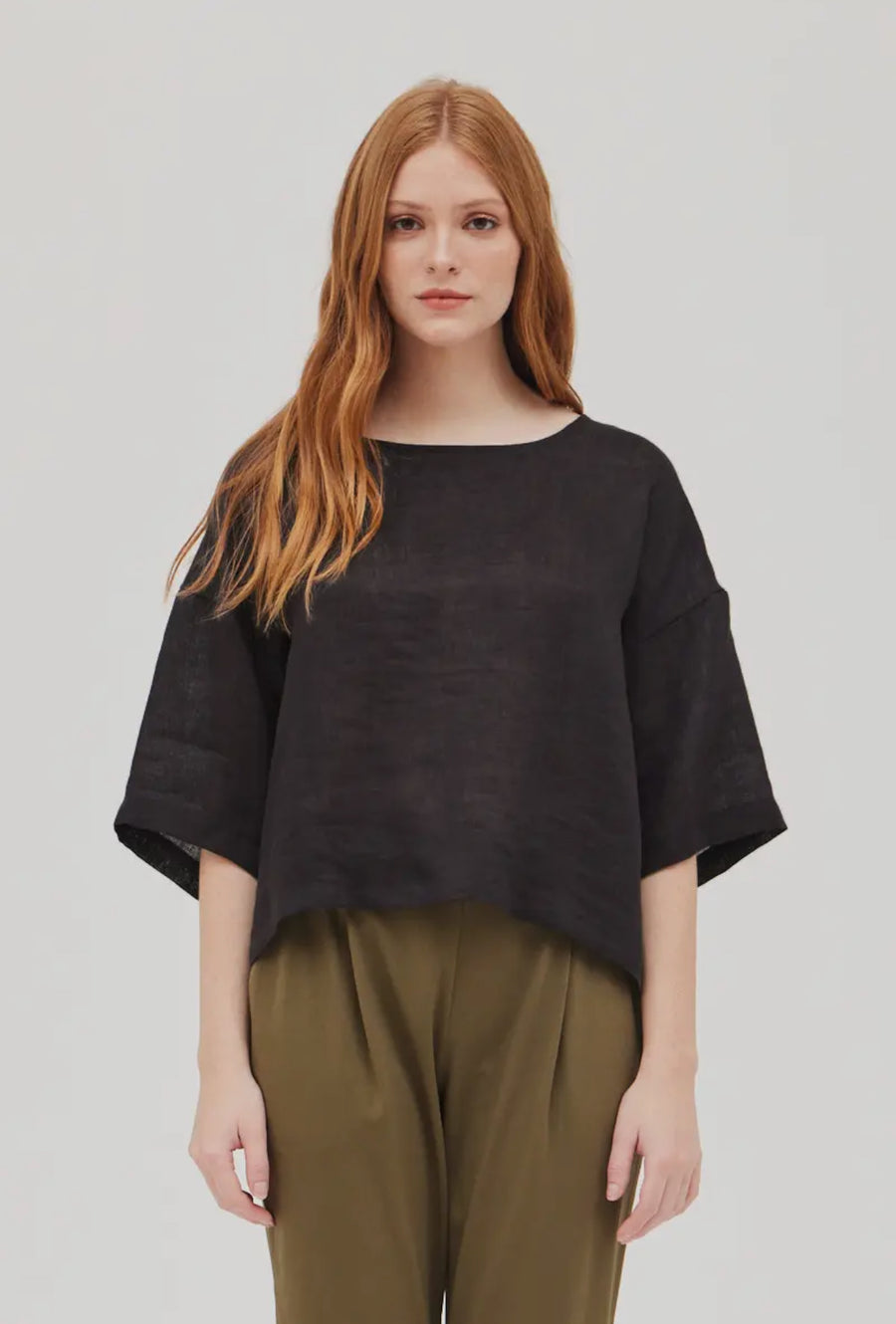 Shirred Back Top- Coal