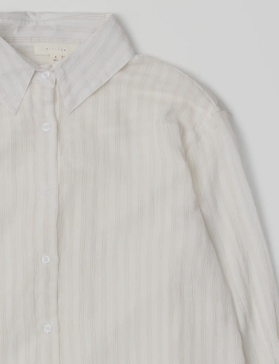 Stripe Cotton Shirt- White/Beige