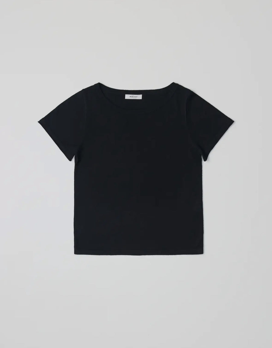 Sweater Knit S/S Top- Black